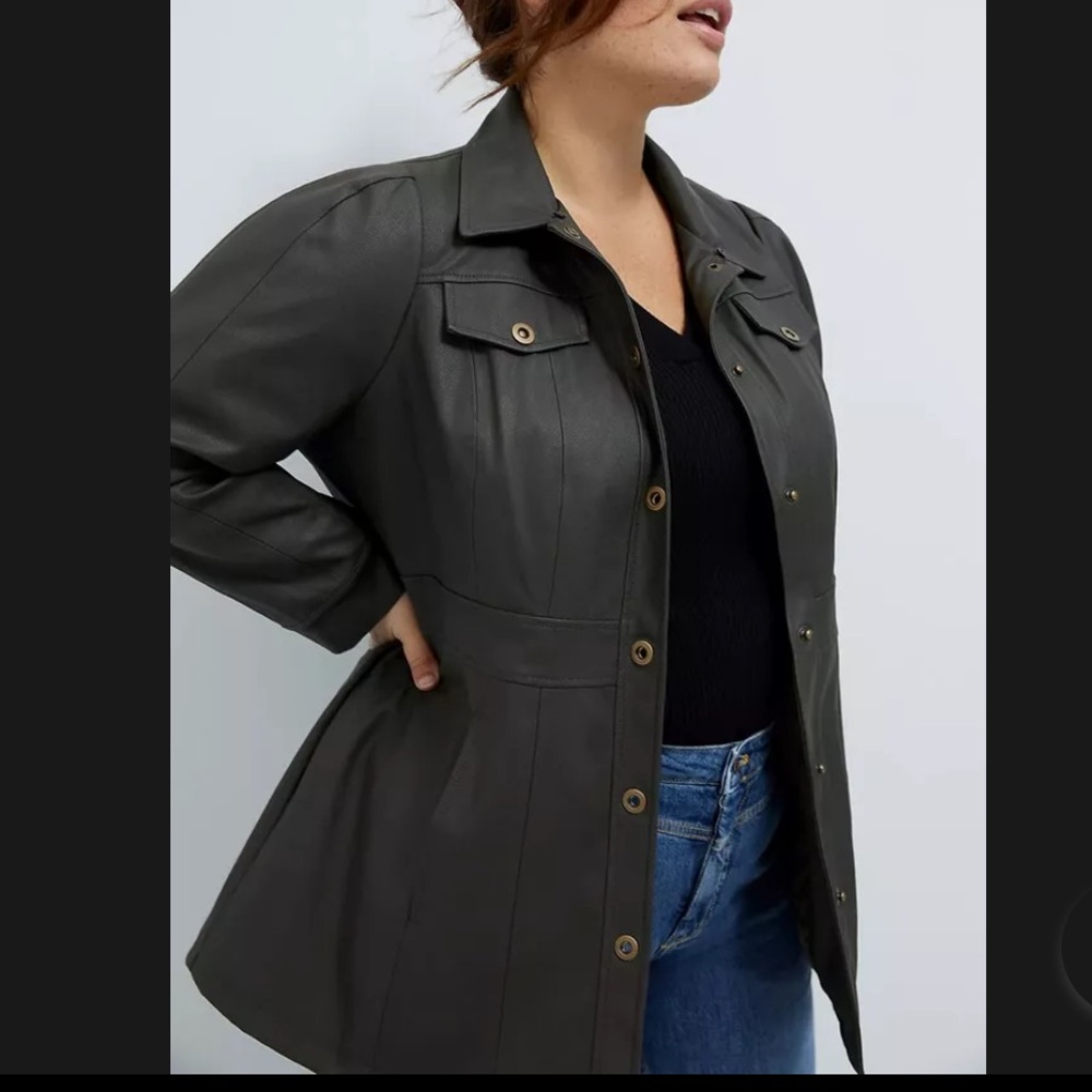 Maeve Anthropologie Kelly Faux Leather Shacket